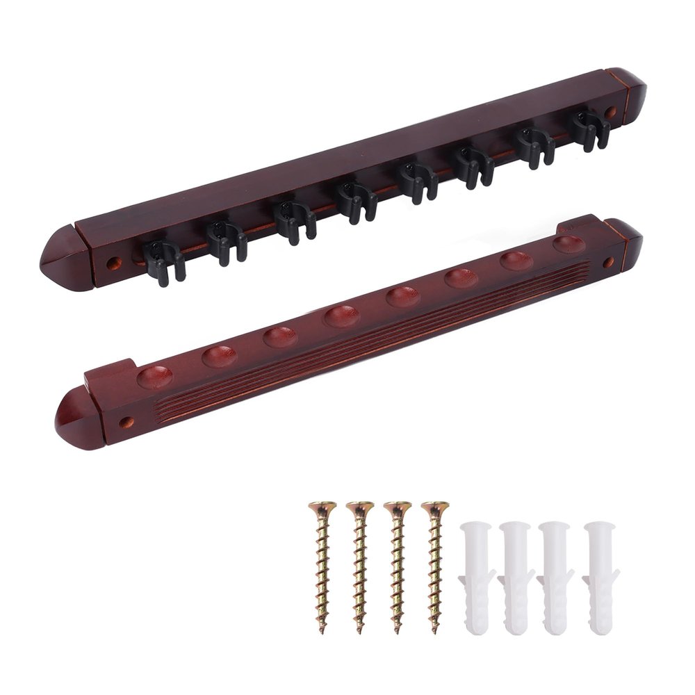 6/8/12 Pool Cue Wall Mounted Rack. Billiard Cue Sticks Wall Rack (Several Colors Available) (8 Cue - Mahogany)