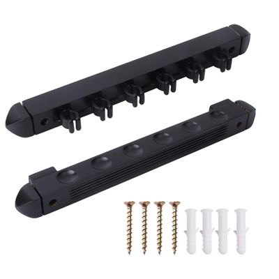 6/8/12 Pool Cue Wall Mounted Rack. Billiard Cue Sticks Wall Rack (Several Colors Available) (6 Cue - Black)