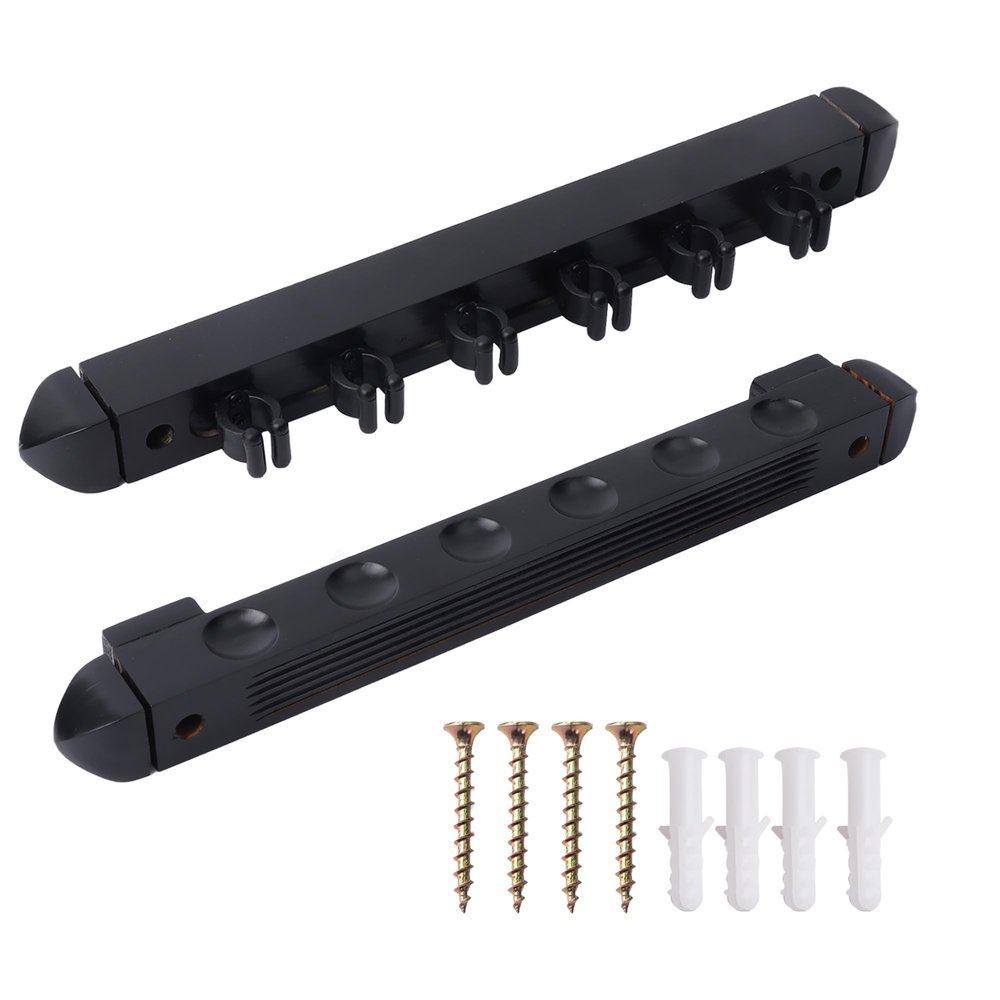 6/8/12 Pool Cue Wall Mounted Rack. Billiard Cue Sticks Wall Rack (Several Colors Available) (6 Cue - Black)