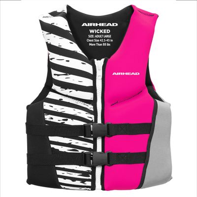Airhead Women's Wicked Neolite Kwik-Dry Flex Life Vest, US Coast Guard Approved, Hot Pink, Large
