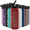 Amazing Items Personalized Water Bottle w/Straw & Lid, 18 oz - Fire Red | Custom Stainless Steel Sports Water Bottle w/Name and Text - Double-Wall, Vacuum Insulated - Rotating Handle view 1