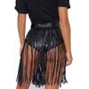 Fenyong Leather Fringe Skirt Tassel Hip Scarf Summer Beach Belts for Women Black view 1