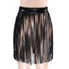 Fenyong Leather Fringe Skirt Tassel Hip Scarf Summer Beach Belts for Women Black view 2