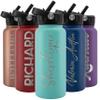Amazing Items Personalized Water Bottle w/Straw & Lid, 32 oz - Teal | Custom Stainless Steel Sports Water Bottle w/Name and Text - Double-Wall, Vacuum Insulated - Rotating Handle view 1