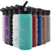 Amazing Items Personalized Water Bottle w/Straw & Lid, 18 oz - Teal | Custom Stainless Steel Sports Water Bottle w/Name and Text - Double-Wall, Vacuum Insulated - Rotating Handle view 1