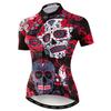 JPOJPO Womens Cycling Jersey Short Sleeve, Ladies Mountain Bike Shirts Bicycle Clothes Outfit Top for Cyclist Biking Cycle Riding Dirt Road BMX MTB Running Workout Sports, Rose Skull Large view 1
