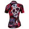 JPOJPO Womens Cycling Jersey Short Sleeve, Ladies Mountain Bike Shirts Bicycle Clothes Outfit Top for Cyclist Biking Cycle Riding Dirt Road BMX MTB Running Workout Sports, Rose Skull Large view 3
