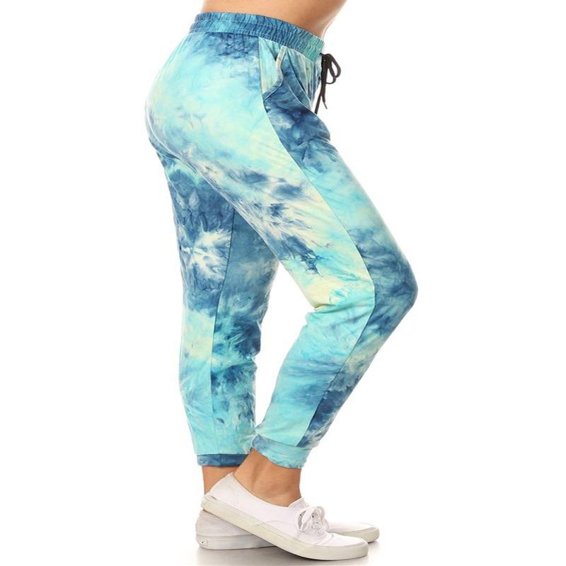 Leggings Depot JGAX-R984-1X Arctic Tie Dye Print Jogger Pants w/Pockets, 1X Plus