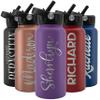 Amazing Items Personalized Water Bottle w/Straw & Lid, 32 oz - Purple | Custom Stainless Steel Sports Water Bottle w/Name and Text - Double-Wall, Vacuum Insulated - Rotating Handle view 1
