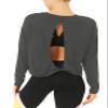 Bestisun Open Back Workout Tops Long Sleeve Backless Yoga Clothes Sports Athletic Shirts for Women Deep Gray L view 1