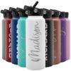 Amazing Items Personalized Water Bottle w/Straw & Lid, 40 oz - White | Custom Large Stainless Steel Sports Water Bottle w/Name and Text - Double-Wall, Vacuum Insulated - Rotating Handle view 1