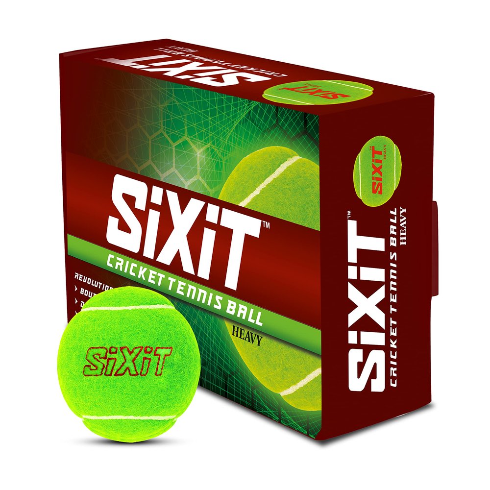 SiXiT Heavy Rubber Cricket Tennis Ball (Green, m) - Pack of 6