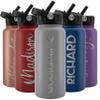 Amazing Items Personalized Water Bottle w/Straw & Lid, 32 oz - Gray | Custom Stainless Steel Sports Water Bottle w/Name and Text - Double-Wall, Vacuum Insulated - Rotating Handle view 1
