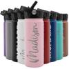 Amazing Items Personalized Water Bottle w/Straw & Lid, 18 oz - Pink | Custom Stainless Steel Sports Water Bottle w/Name and Text - Double-Wall, Vacuum Insulated - Rotating Handle view 1