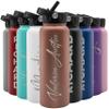 Amazing Items Personalized Water Bottle w/Straw & Lid, 40 oz - Rose Gold | Custom Large Stainless Steel Sports Water Bottle w/Name and Text - Double-Wall, Vacuum Insulated - Rotating Handle view 1