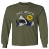 0257. Shark Summer Vibe Cool Graphic Surf Till Death Streetwear Society Men's Long Sleeve t Shirt (Olive, Small) view 1