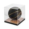 J JACKCUBE DESIGN Basketball Display Case Stand with Wooden Base, Clear Storage for Collectible Sports Memorabilia Holder Cube Case, Autograph Ball Standing Display, Floor (Printing) - MK342SS view 1