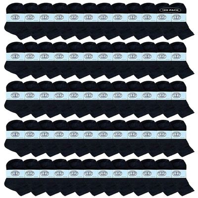 120 Pairs Of Yacht & Smith Wholesale Bulk Kids Mid Ankle Socks, Cotton Sport Athletic Ankle Socks Size 4-6 (Black)