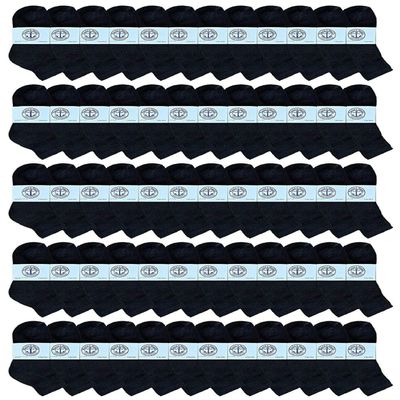 60 Pairs Of Yacht & Smith Wholesale Bulk Kids Mid Ankle Socks, Cotton Sport Athletic Ankle Socks Size 4-6 (Black)