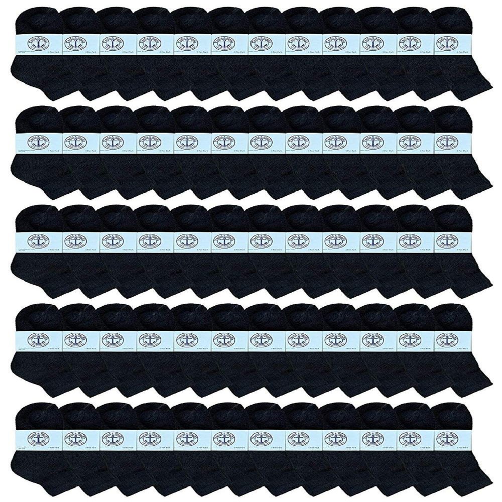 60 Pairs Of Yacht & Smith Wholesale Bulk Kids Mid Ankle Socks, Cotton Sport Athletic Ankle Socks Size 4-6 (Black)