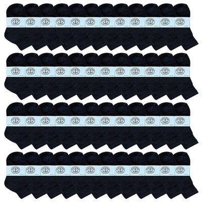 48 Pairs Of Yacht & Smith Wholesale Bulk Kids Mid Ankle Socks, Cotton Sport Athletic Ankle Socks Size 4-6 (Black)
