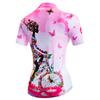 JPOJPO Womens Cycling Jersey Short Sleeve, Ladies Mountain Bike Shirts Bicycle Clothes Outfit Top for Cyclist Biking Cycle Riding Dirt Road BMX MTB Outdoor Running Workout Sports, Pink Girl Small view 3