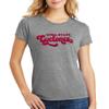 CornBorn Iowa State Cyclones Tee Shirt - Women's Premium Tri-Blend Retro ISU Script Cyclones - Grey Frost - Large view 1