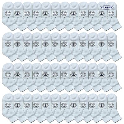 48 Pairs Of Yacht & Smith Wholesale Bulk Womens Mid Ankle Socks, Cotton Sport Athletic Socks - Size 9-11 (White)