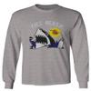 0257. Shark Summer Vibe Cool Graphic Surf Till Death Streetwear Society Men's Long Sleeve t Shirt (Light Gray Large) view 1