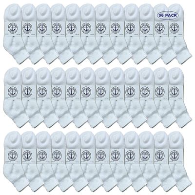 36 Pairs Of Yacht & Smith Wholesale Bulk Womens Mid Ankle Socks, Cotton Sport Athletic Socks - Size 9-11 (White)
