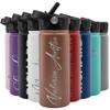 Amazing Items Personalized Water Bottle w/Straw & Lid, 18 oz - Rose Gold | Custom Stainless Steel Sports Water Bottle w/Name and Text - Double-Wall, Vacuum Insulated - Rotating Handle view 1