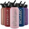Amazing Items Personalized Water Bottle w/Straw & Lid, 32 oz - Pink | Custom Stainless Steel Sports Water Bottle w/Name and Text - Double-Wall, Vacuum Insulated - Rotating Handle view 1