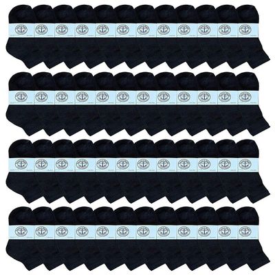 48 Pairs Of Yacht & Smith Wholesale Bulk Womens Mid Ankle Socks, Cotton Sport Athletic Socks - Size 9-11 (Black)