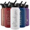 Amazing Items Personalized Water Bottle w/Straw & Lid, 32 oz - White | Custom Stainless Steel Sports Water Bottle w/Name and Text - Double-Wall, Vacuum Insulated - Rotating Handle view 1