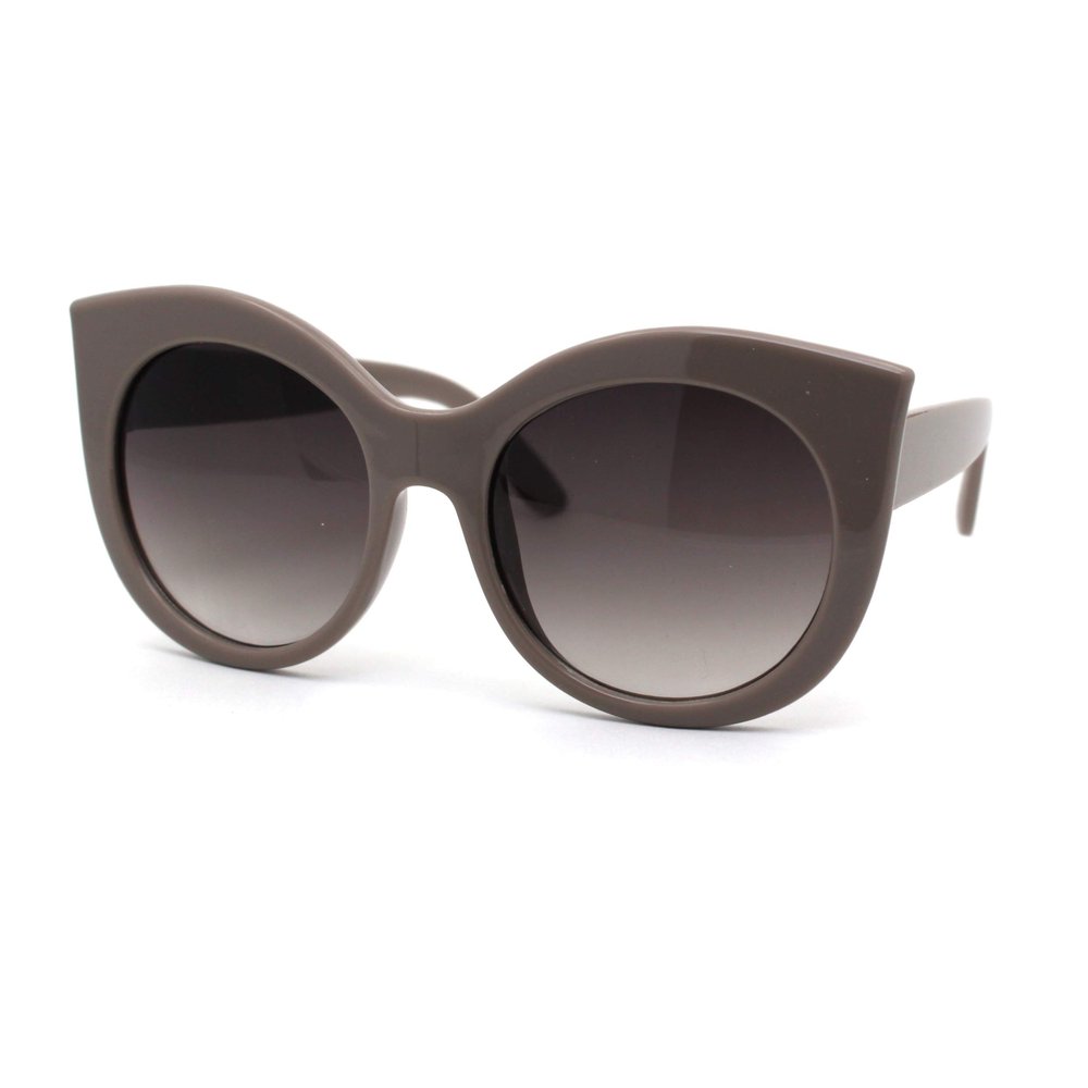 Girls Kid Size Thick Plastic Round Circle Lens Cat Eye Sunglasses Grey Smoke