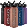 Amazing Items Personalized Water Bottle w/Straw & Lid, 32 oz - Rose Gold | Custom Stainless Steel Sports Water Bottle w/Name and Text - Double-Wall, Vacuum Insulated - Rotating Handle view 1