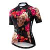 JPOJPO Womens Cycling Jersey Short Sleeve, Ladies Mountain Bike Shirts Bicycle Clothes Outfit Top for Cyclist Biking Cycle Riding Dirt Road BMX MTB Running Workout Sports, Flower Skull XL view 1