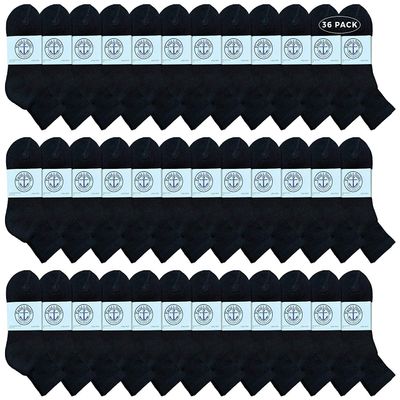 36 Pairs Of Yacht & Smith Wholesale Bulk Womens Mid Ankle Socks, Cotton Sport Athletic Socks - Size 9-11 (Black)
