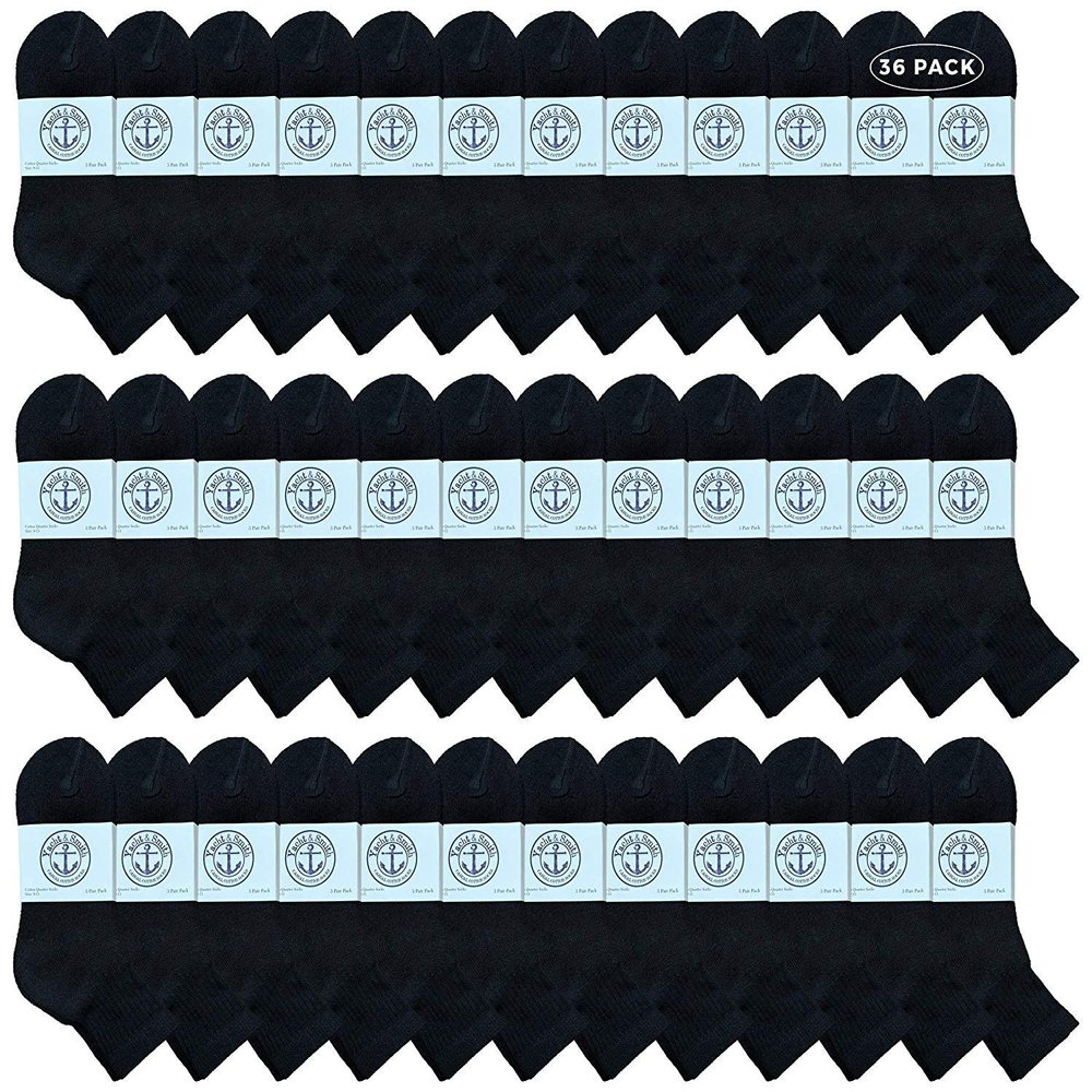 36 Pairs Of Yacht & Smith Wholesale Bulk Womens Mid Ankle Socks, Cotton Sport Athletic Socks - Size 9-11 (Black)