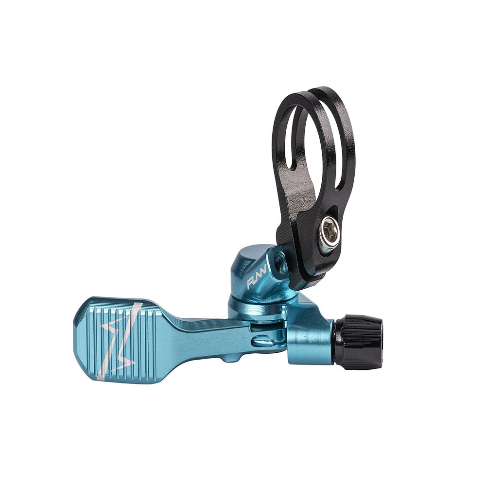 Funn UpDown Mountain Bike Dropper Seatpost 4 Way Mount CNC Remote Lever kit fits Both External and Internal Routing droppers, Smooth Action Easy-to-Use (Turquoise)