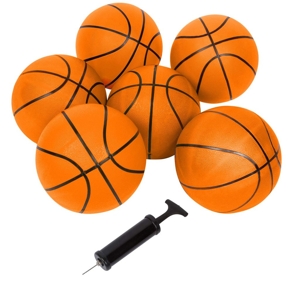 29.5" Size 7 Regulation Size Basketballs - Set of 6 Orange with Pump by Trademark Innovations