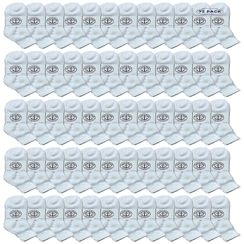 72 Pairs Of Yacht & Smith Wholesale Bulk Womens Mid Ankle Socks, Cotton Sport Athletic Socks - Size 9-11 (White)