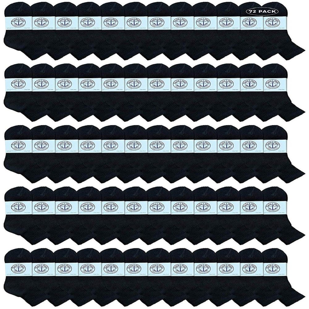 72 Pairs Of Yacht & Smith Wholesale Bulk Womens Mid Ankle Socks, Cotton Sport Athletic Socks - Size 9-11 (Black)