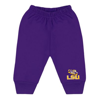 College Baby NCAA Officially Licensed Infant Jogger Sweatpants, LSU LSU + Tiger Eye Logo, Purple, 3T