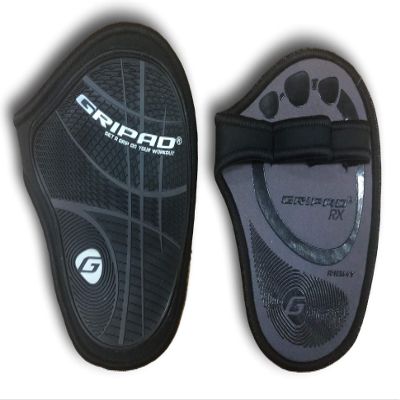 Gripad RX Lifting Grips | The Most Durable Grip Pads Yet | The Alternative to Weight Lifting Gloves, Gym Workouts, WOD, Weightlifting | Neoprene Hand Grips | Flexible Rubber Palm (Grey)
