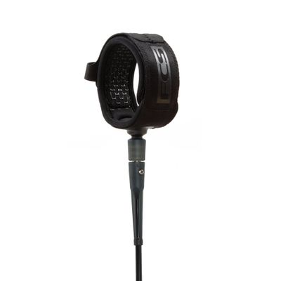 FCS 6' All Round Essential Surfboard Leash - Black | Lightweight & Durable 6ft Surf Leash for 2-8ft Waves, in-Cuff Silicone Grip, Comfortable and Supportive Ankle Strap, Easy-Release Tab