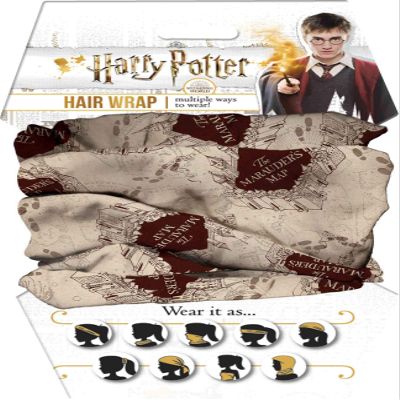 Spoontiques Marauder's Map Hair Wrap - Multifunctional Bandanna, Headband, Hair Tie, Gaiter, and Scarf