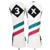 Majek Golf Vintage Headcovers White Seafoam Teal Pink Stripe Premium Retro Leather Style 3 & X Fairway Head Covers Fits All Modern Metal Woods Classic Handcrafted Custom Designs Made in California view 1