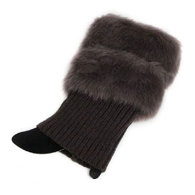 Flybloom Womens Cotton Winter Coat Crochet Knit Fur Fit Warmers Cuffs Toppers Boot Socks 1 Pair(Dark gray)