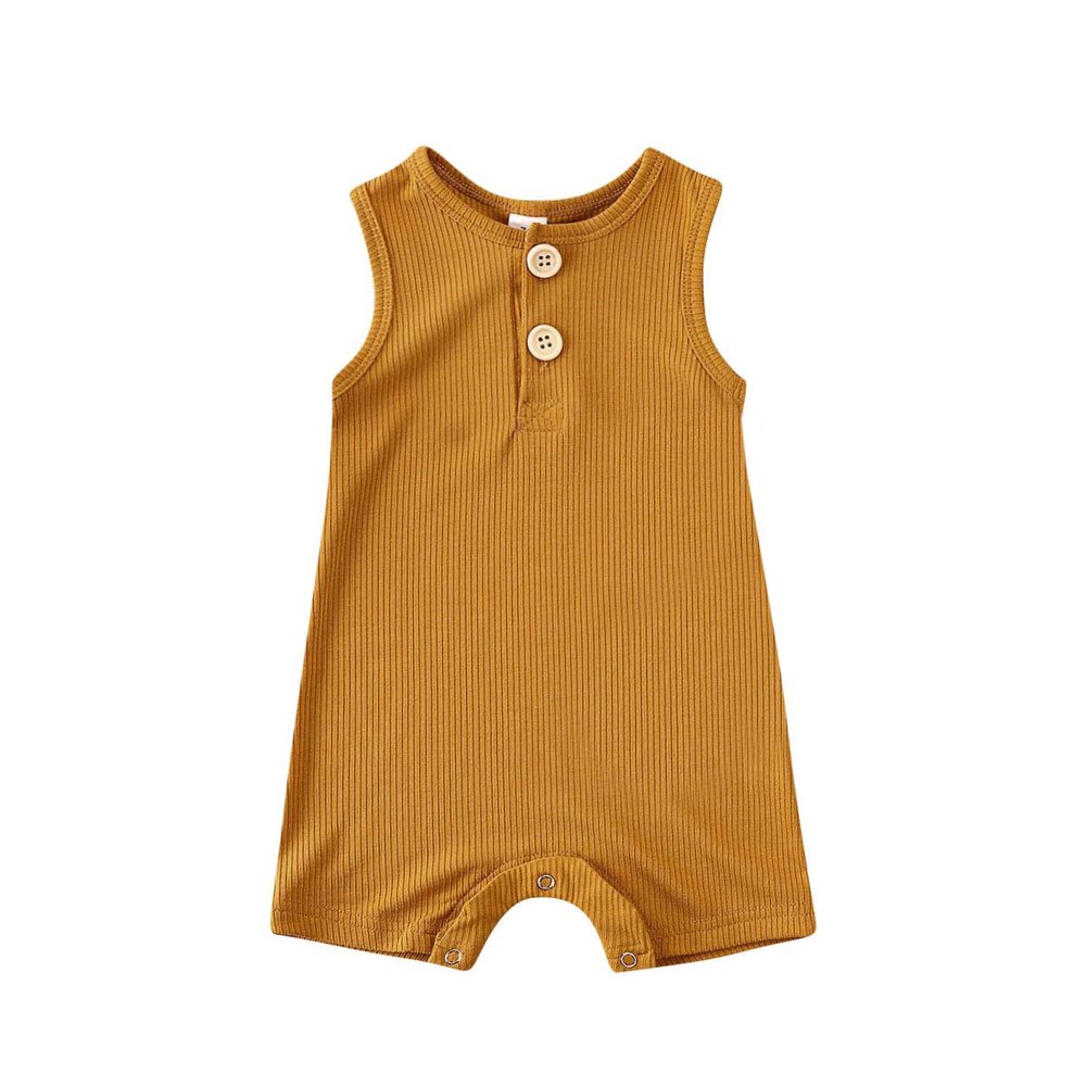 0-18 M Baby Girl One Piece Bodysuit Romper Solid Color Knit Newborn Infant Boy Summer Clothes Casual Outfit (Yellow, 6-9 M)